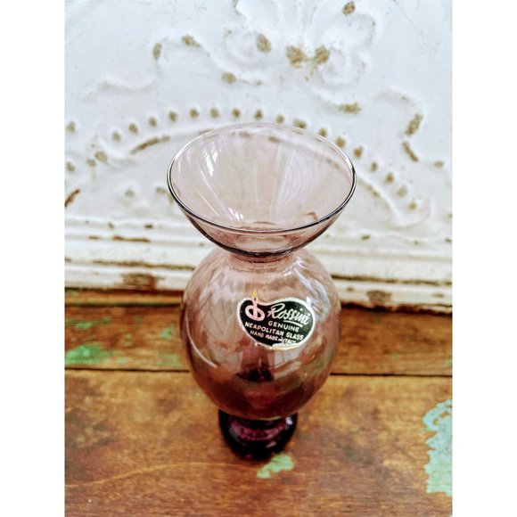 Vintage Rosssini Italian Art Glass Vase Purple - Picture 5 of 8